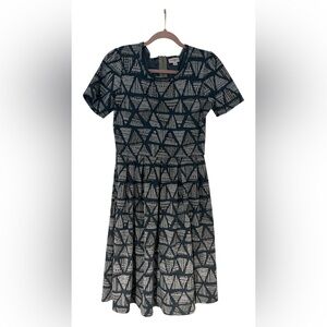 LuLaRoe Womens Dress with Blue and Gray Triangle Pattern